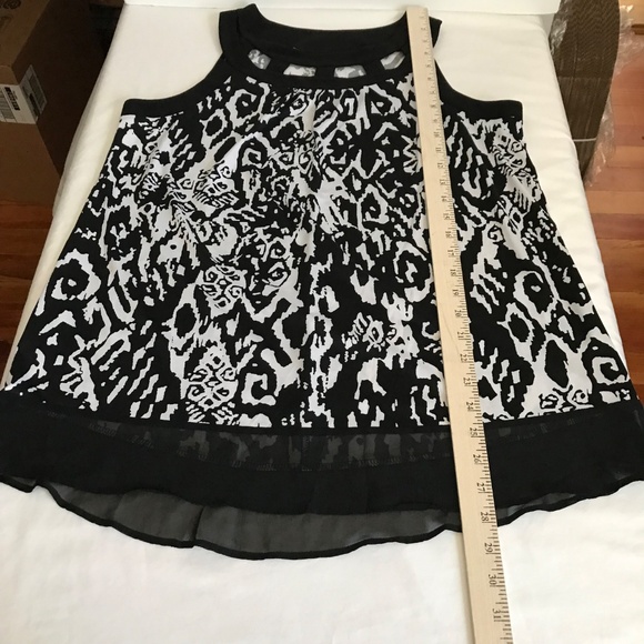 PerSeption Concept Sleeveless Blouse Lattice Neck Chiffon Ruffle Hem Size Large - Picture 15 of 16